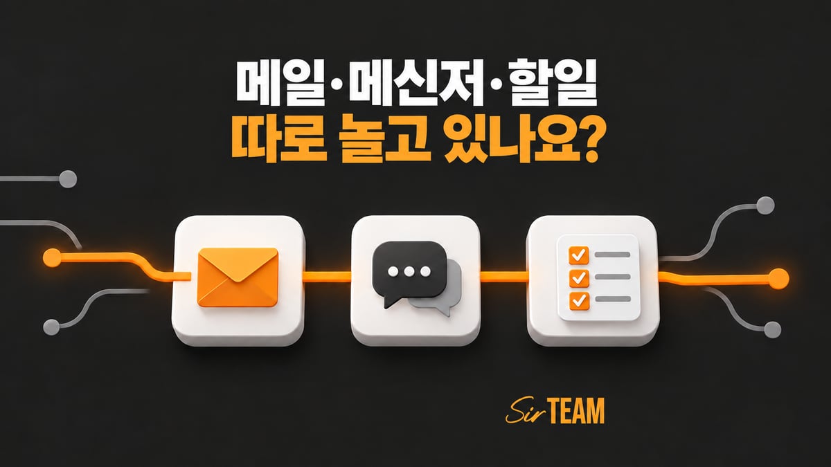 메일·메신저·할일을 하나의 경로로 연결해 업무 기록의 단절을 점검하는 써팀 제품비교 이미지
